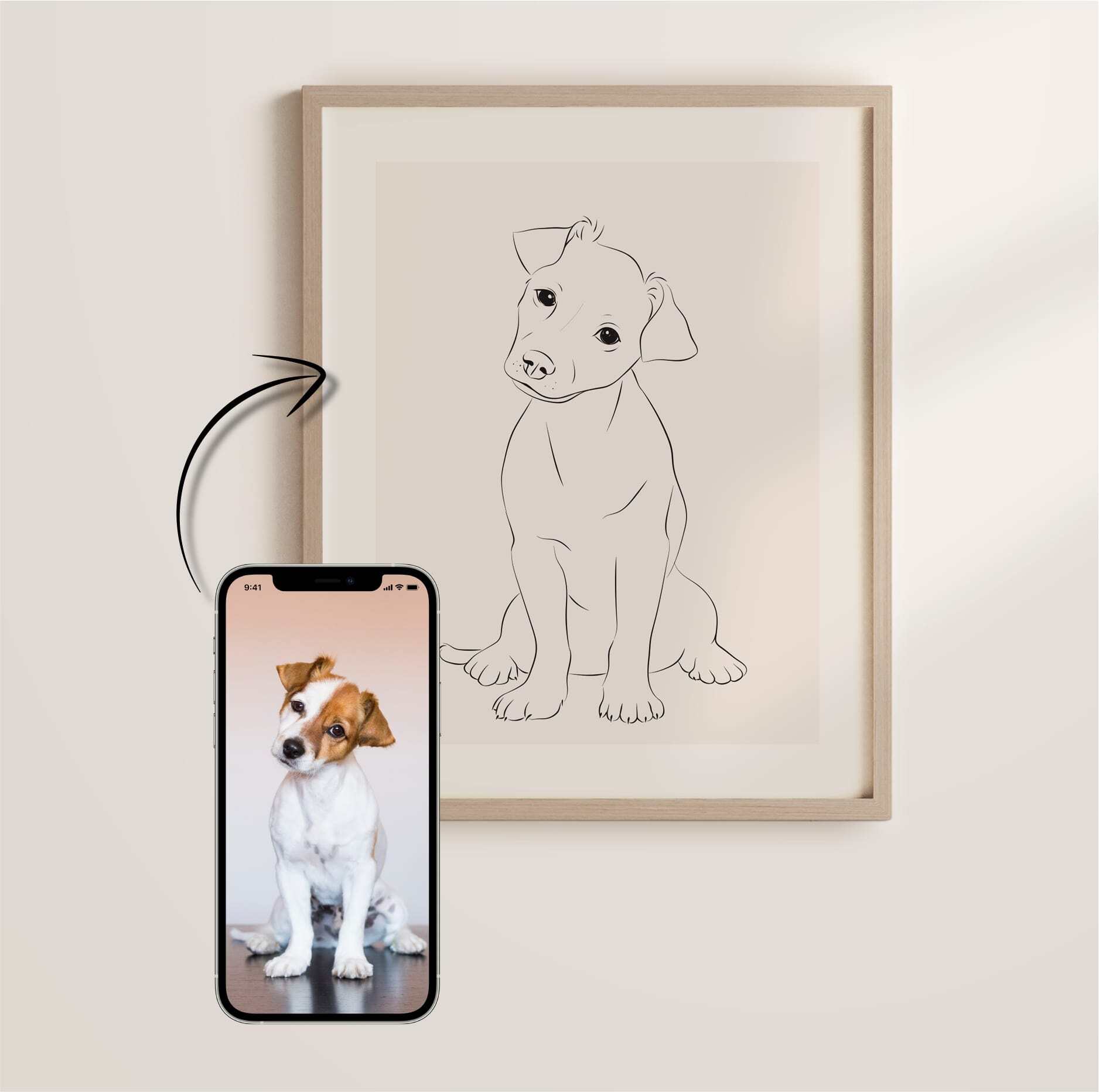 Ein junger Jack Russel im Line Art Zeichenstil umgesetzt