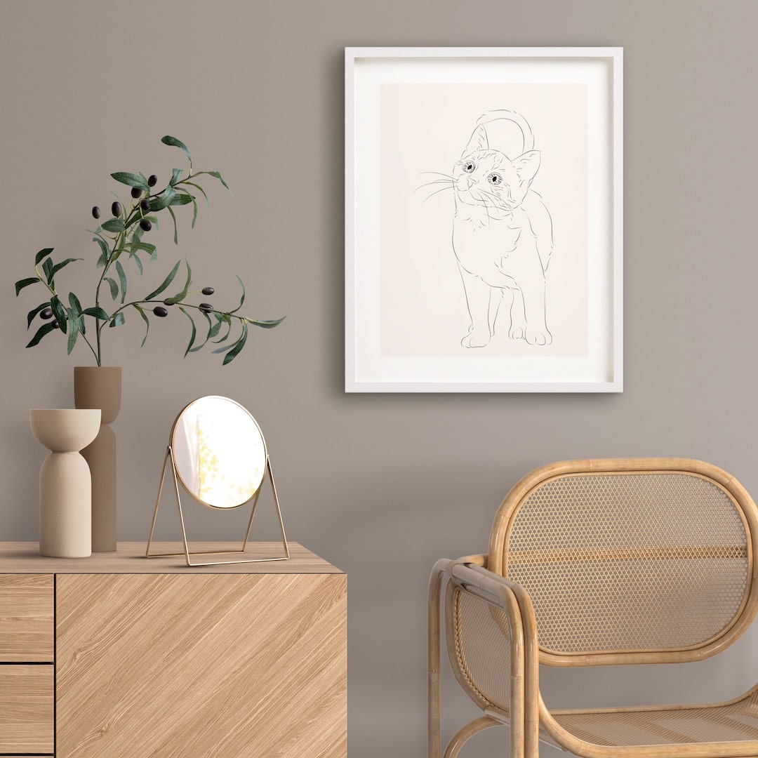 Zeichnung einer jungen Katze in Line Art